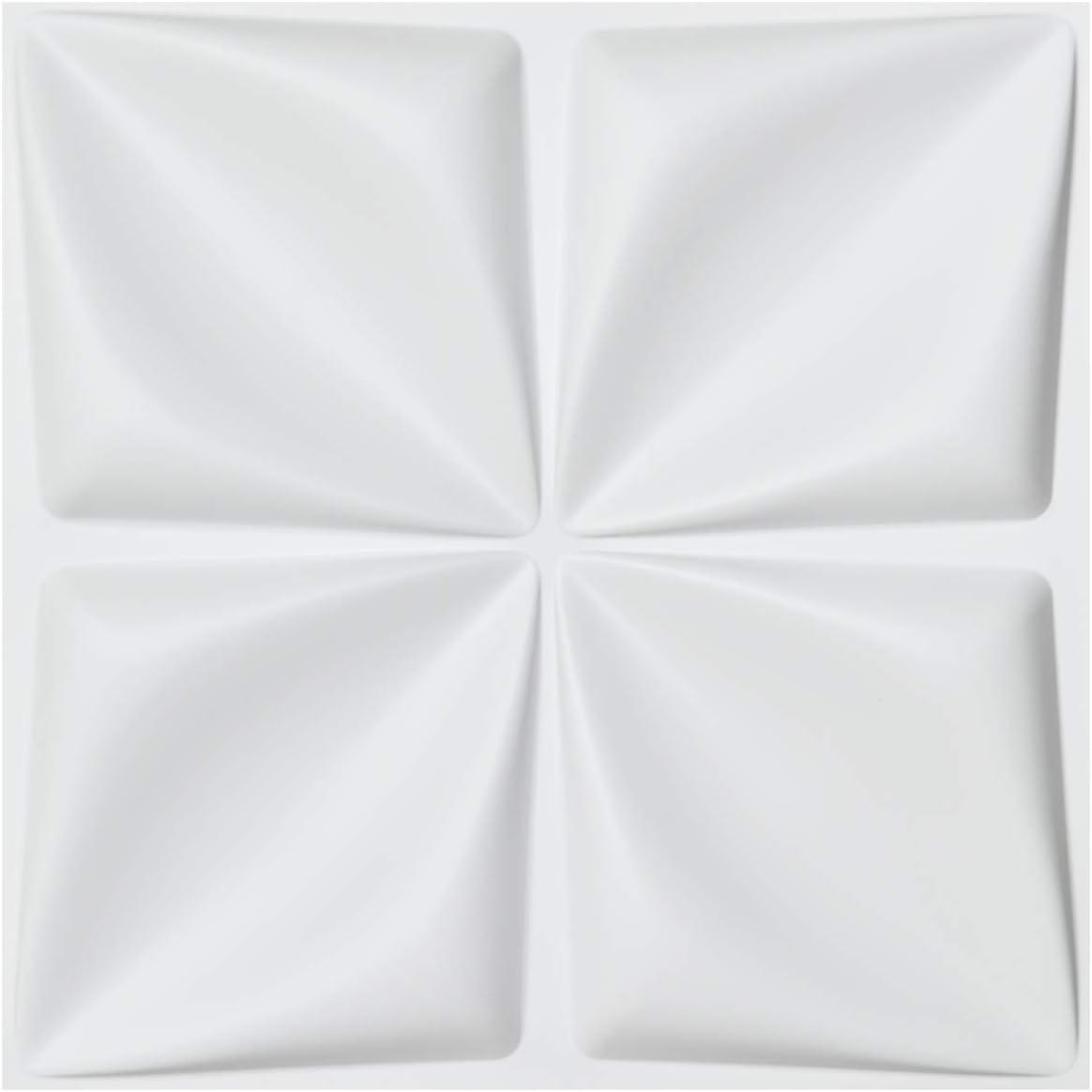 imageArt3d Navy Blue 3D Wall Panel PVC Flower Design Cover 3 Sq Meter for Interior Wall Decor in Living Room Bedroom Lobby Office Shopping MallWhite