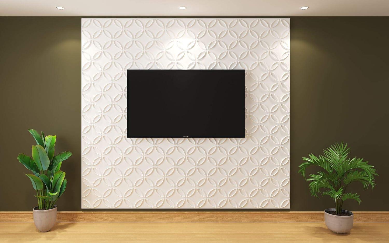 imageArt3d PVC 3D Wall Panel Interlocked Circles in Matt Black Cover 32 Sqft for Interior Ceiling and Wall Decor for Residential or Commerical 197197 A10048BKWhite