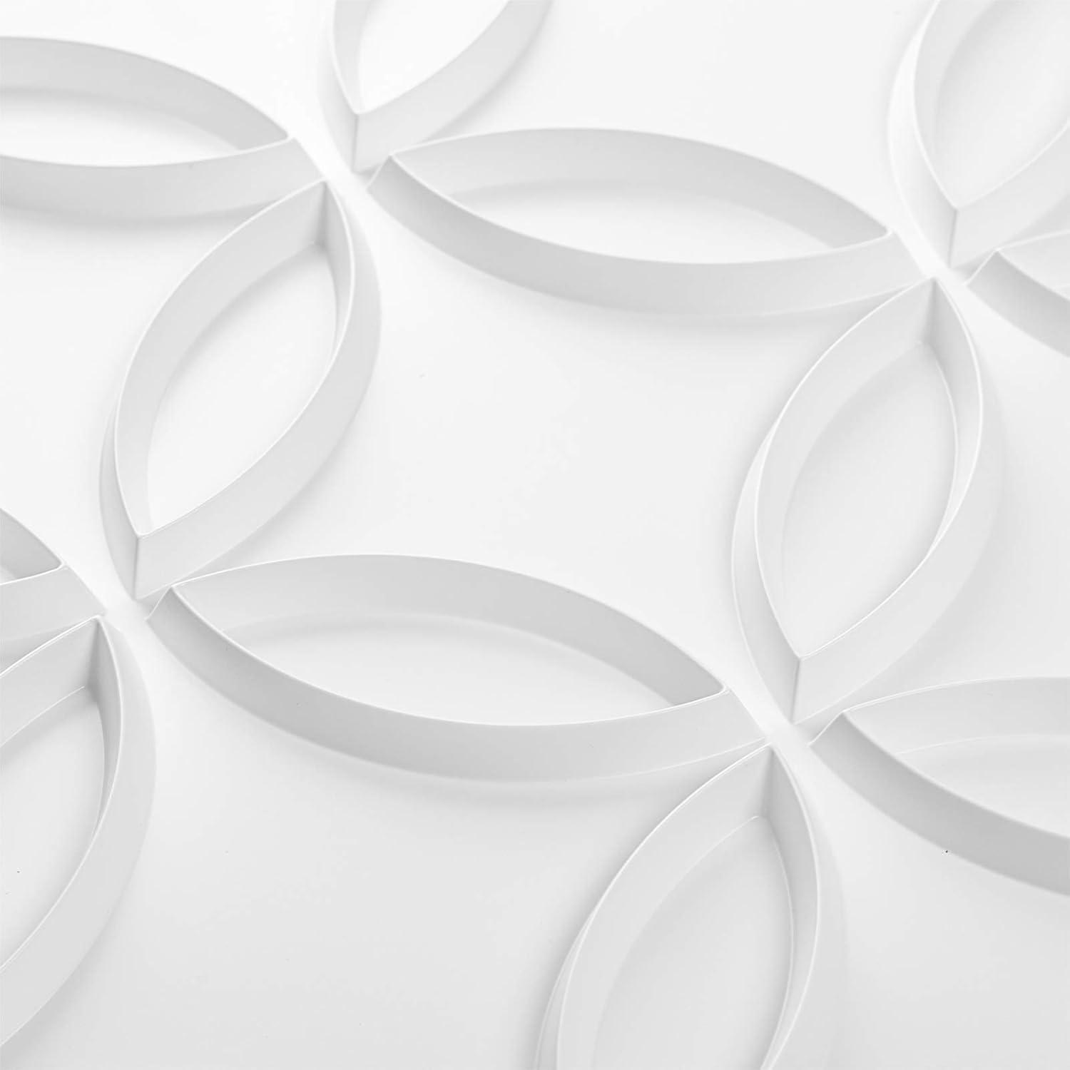 imageArt3d PVC 3D Wall Panel Interlocked Circles in Matt Black Cover 32 Sqft for Interior Ceiling and Wall Decor for Residential or Commerical 197197 A10048BKWhite