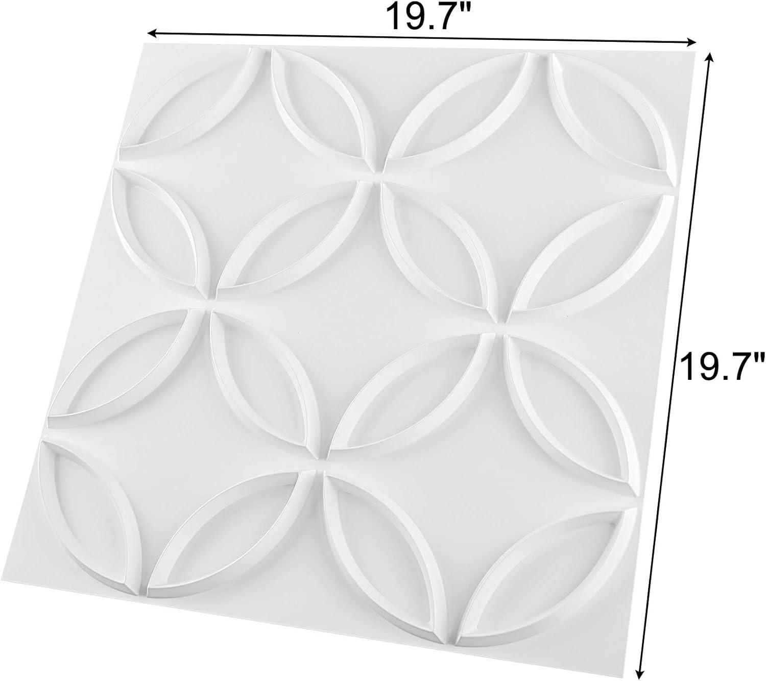 imageArt3d PVC 3D Wall Panel Interlocked Circles in Matt Black Cover 32 Sqft for Interior Ceiling and Wall Decor for Residential or Commerical 197197 A10048BKWhite