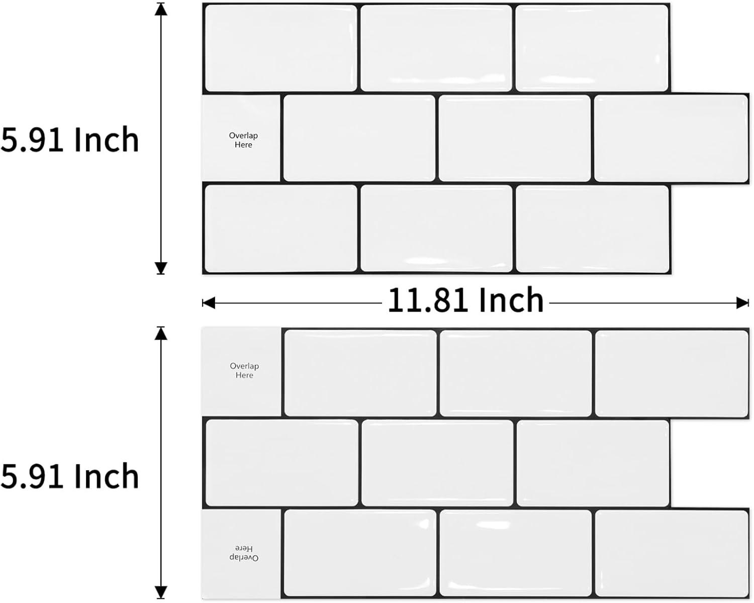 imageArt3d Peel and Stick Backsplash Tile Green for Kithchen Bathroom Laundry Room Stove RV 20Pack of 12 x 6quot SelfAdhesive Vinyl Stick On Subway TileWhite with Black Grout  1