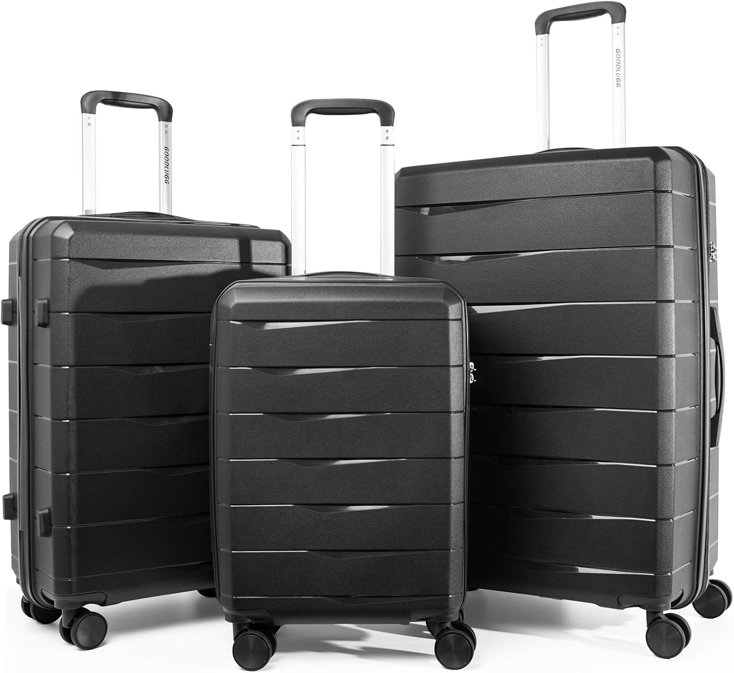 imageLuggage Set with Spinner Wheels and TSA Lock 3 Pieces Expandable Hardside Suitcase for Travel Hardshell Luggage Sets 20quot 24quot 28quot NavyBlack