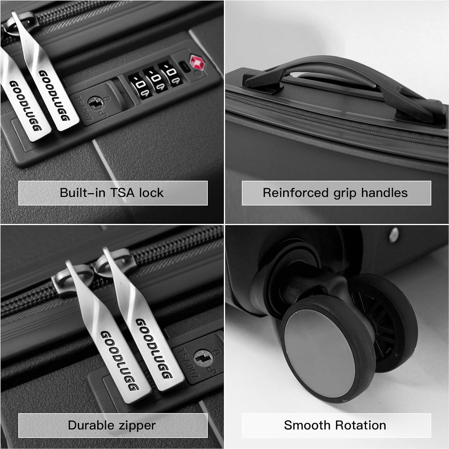 imageLuggage Set with Spinner Wheels and TSA Lock 3 Pieces Expandable Hardside Suitcase for Travel Hardshell Luggage Sets 20quot 24quot 28quot NavyBlack
