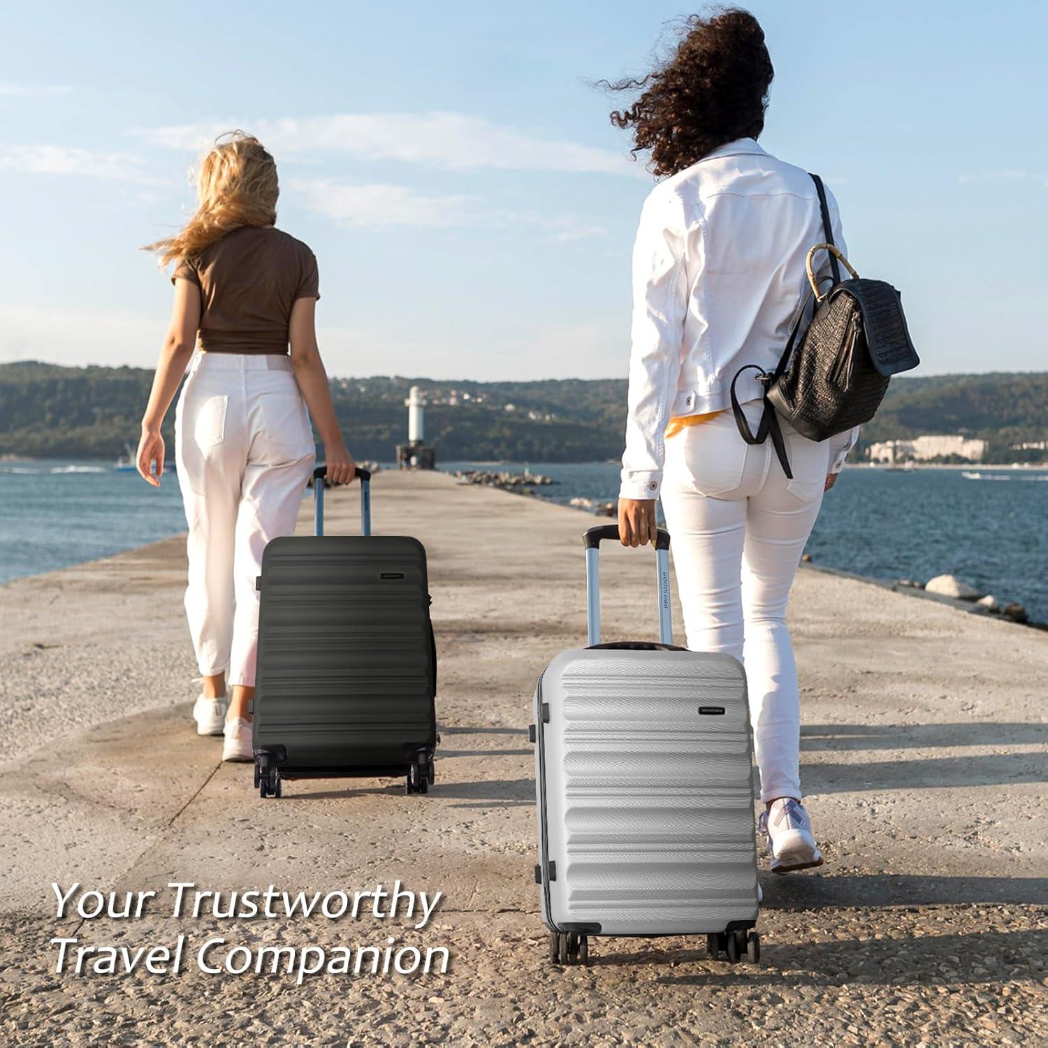 imageLuggage Set with Spinner Wheels and TSA Lock 3 Pieces Expandable Hardside Suitcase for Travel Hardshell Luggage Sets 20quot 24quot 28quot NavyBlack