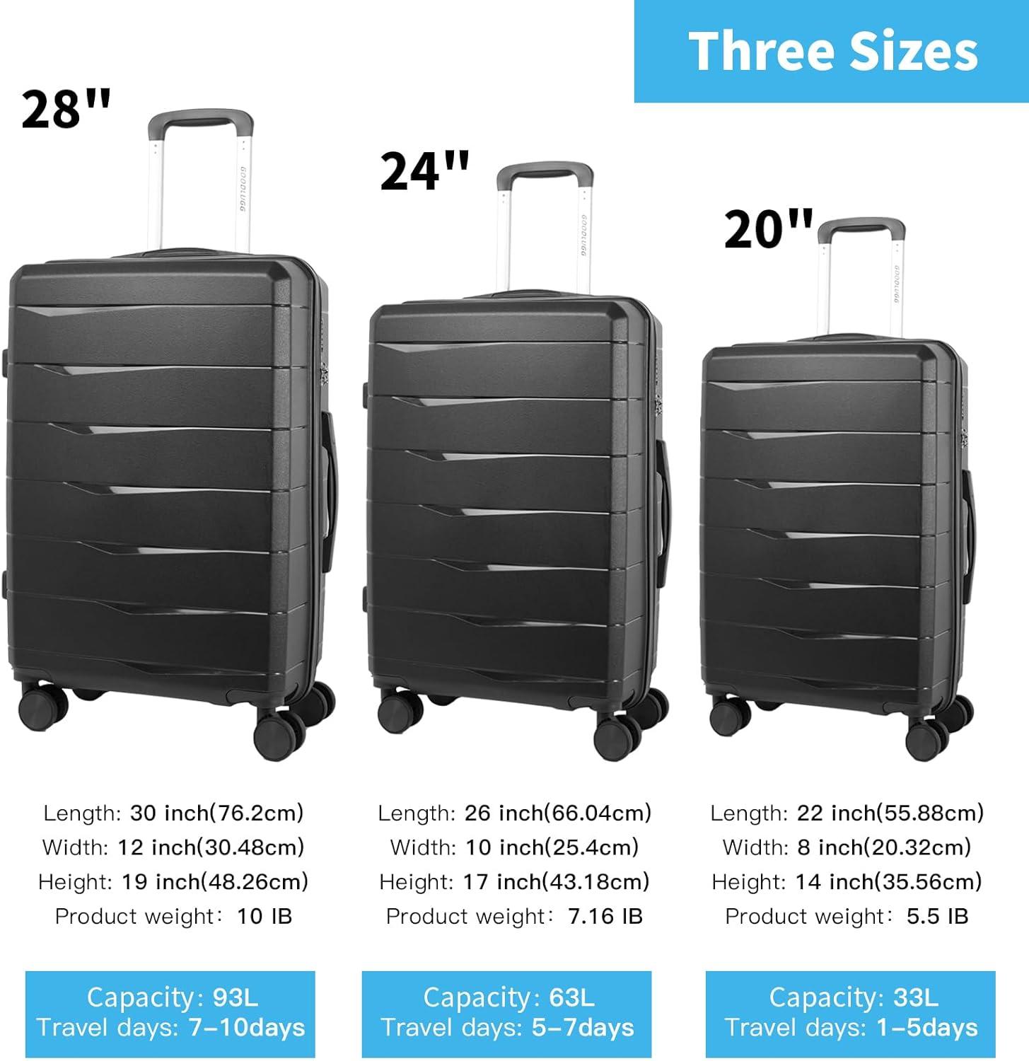 imageLuggage Set with Spinner Wheels and TSA Lock 3 Pieces Expandable Hardside Suitcase for Travel Hardshell Luggage Sets 20quot 24quot 28quot NavyBlack