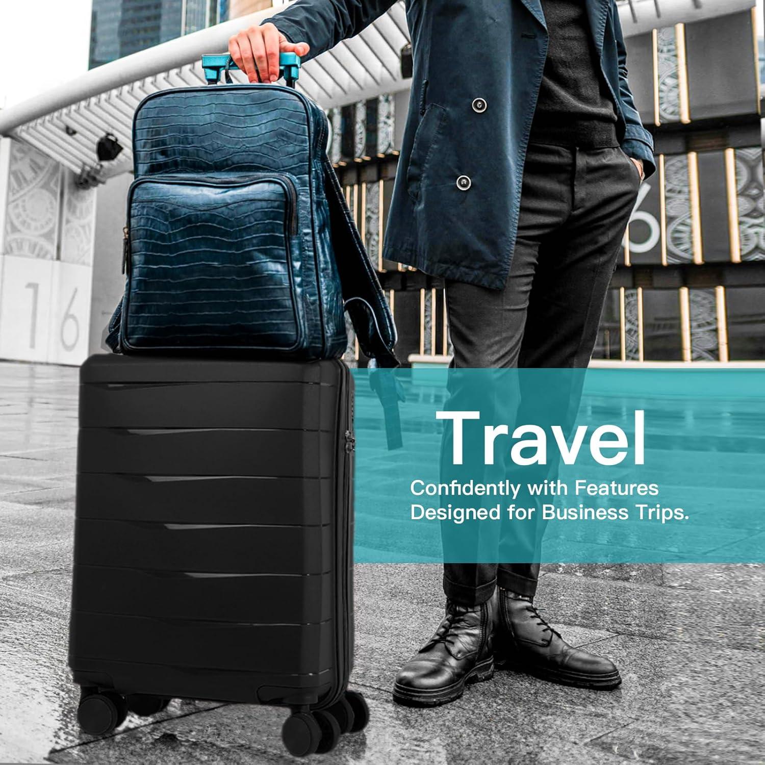 imageLuggage Set with Spinner Wheels and TSA Lock 3 Pieces Expandable Hardside Suitcase for Travel Hardshell Luggage Sets 20quot 24quot 28quot NavyBlack