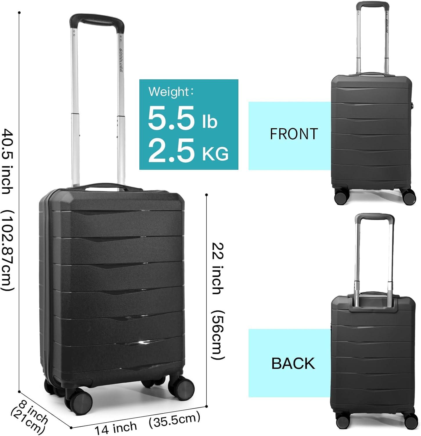 imageLuggage Set with Spinner Wheels and TSA Lock 3 Pieces Expandable Hardside Suitcase for Travel Hardshell Luggage Sets 20quot 24quot 28quot NavyBlack