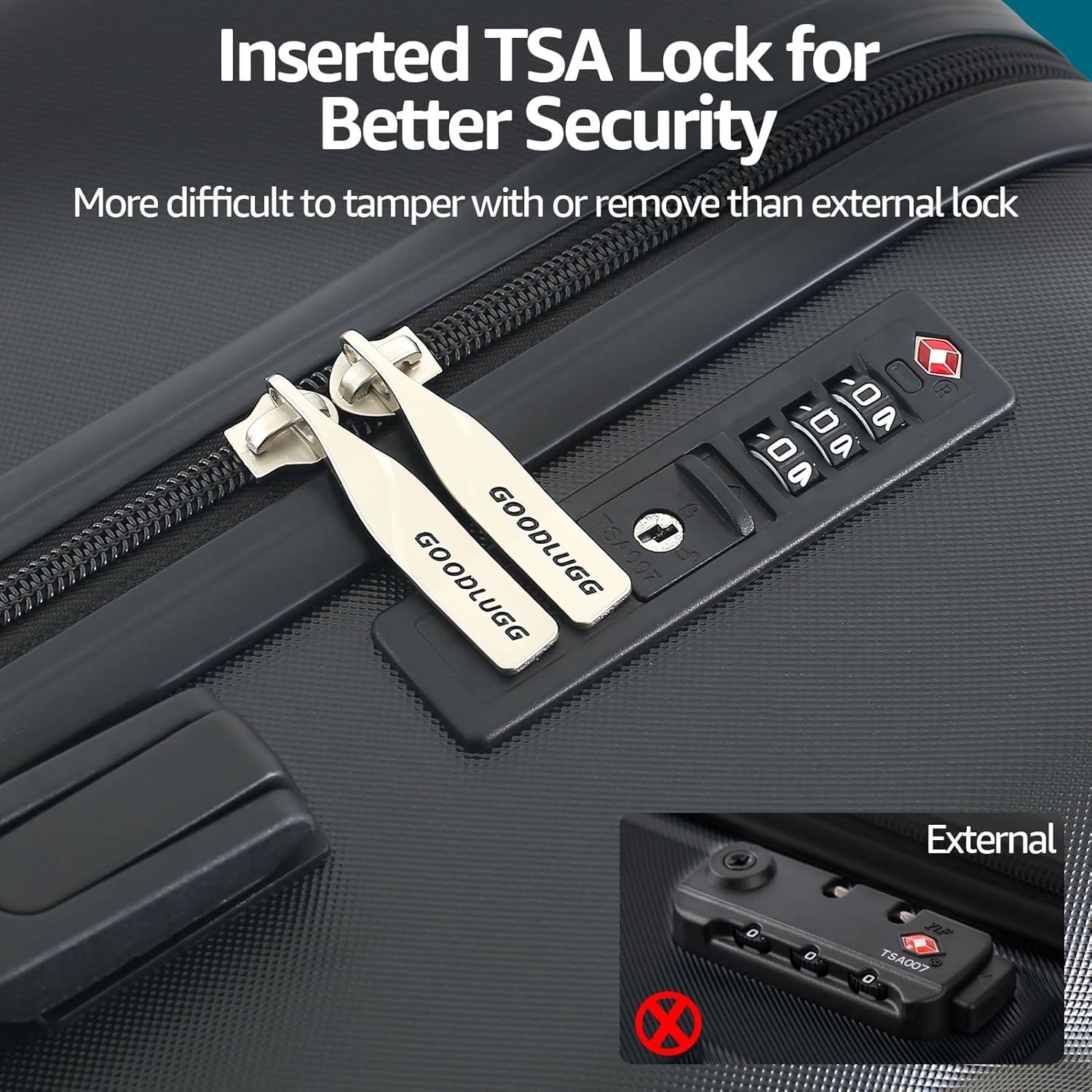 imageLuggage Set with Spinner Wheels and TSA Lock 3 Pieces Expandable Hardside Suitcase for Travel Hardshell Luggage Sets 20quot 24quot 28quot NavyBlack