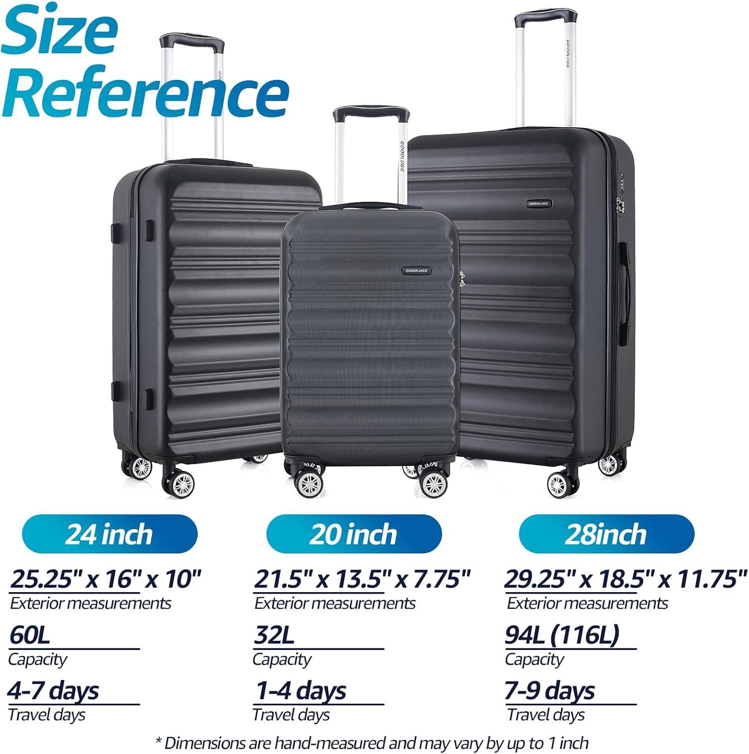 imageLuggage Set with Spinner Wheels and TSA Lock 3 Pieces Expandable Hardside Suitcase for Travel Hardshell Luggage Sets 20quot 24quot 28quot NavyBlack