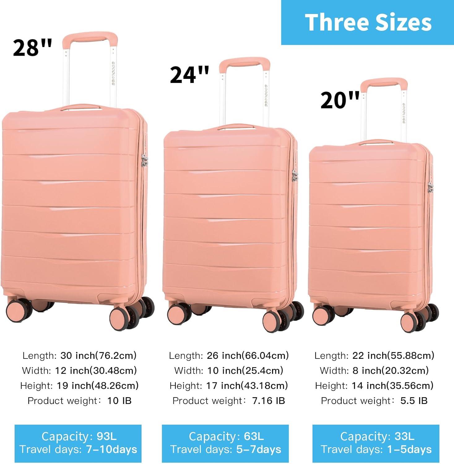 imageLuggage Set with Spinner Wheels and TSA Lock 3 Pieces Expandable Hardside Suitcase for Travel Hardshell Luggage Sets 20quot 24quot 28quot NavyCoral