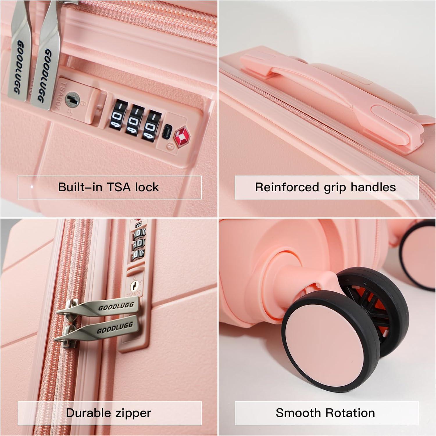 imageLuggage Set with Spinner Wheels and TSA Lock 3 Pieces Expandable Hardside Suitcase for Travel Hardshell Luggage Sets 20quot 24quot 28quot NavyCoral