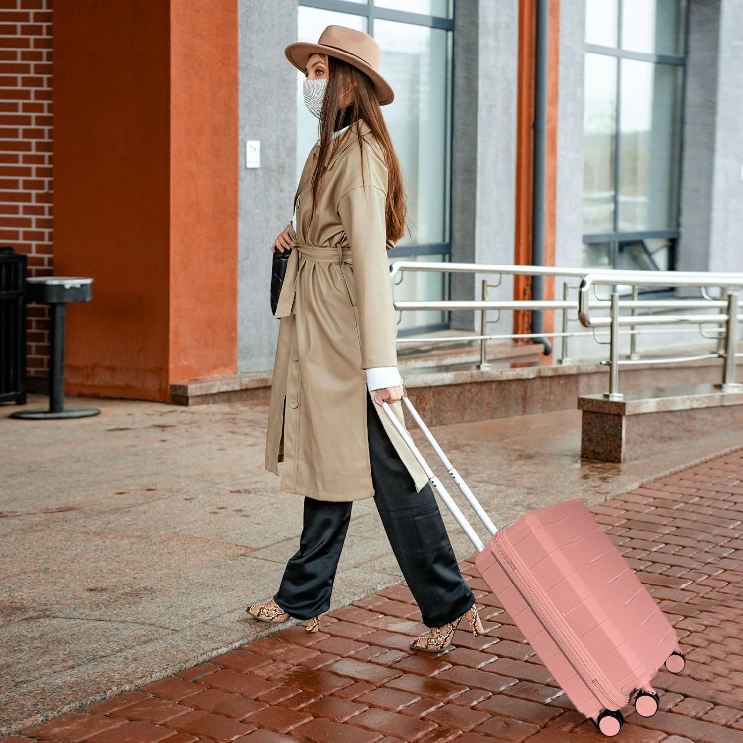 imageLuggage Set with Spinner Wheels and TSA Lock 3 Pieces Expandable Hardside Suitcase for Travel Hardshell Luggage Sets 20quot 24quot 28quot NavyCoral
