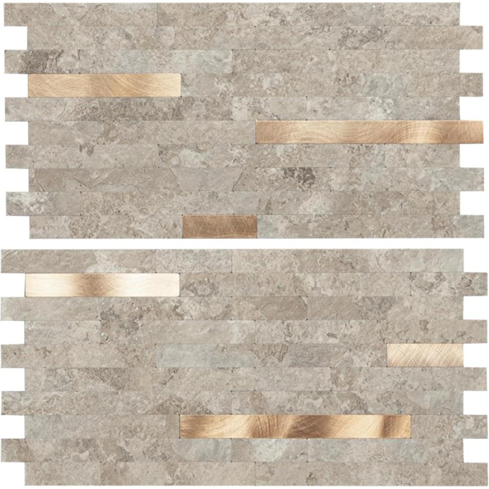 imageArt3d 10Sheet Peel and Stick Backsplash Tile for Kitchen Bathroom Fireplace Laundry Room in White Marble ToneEcru Slate