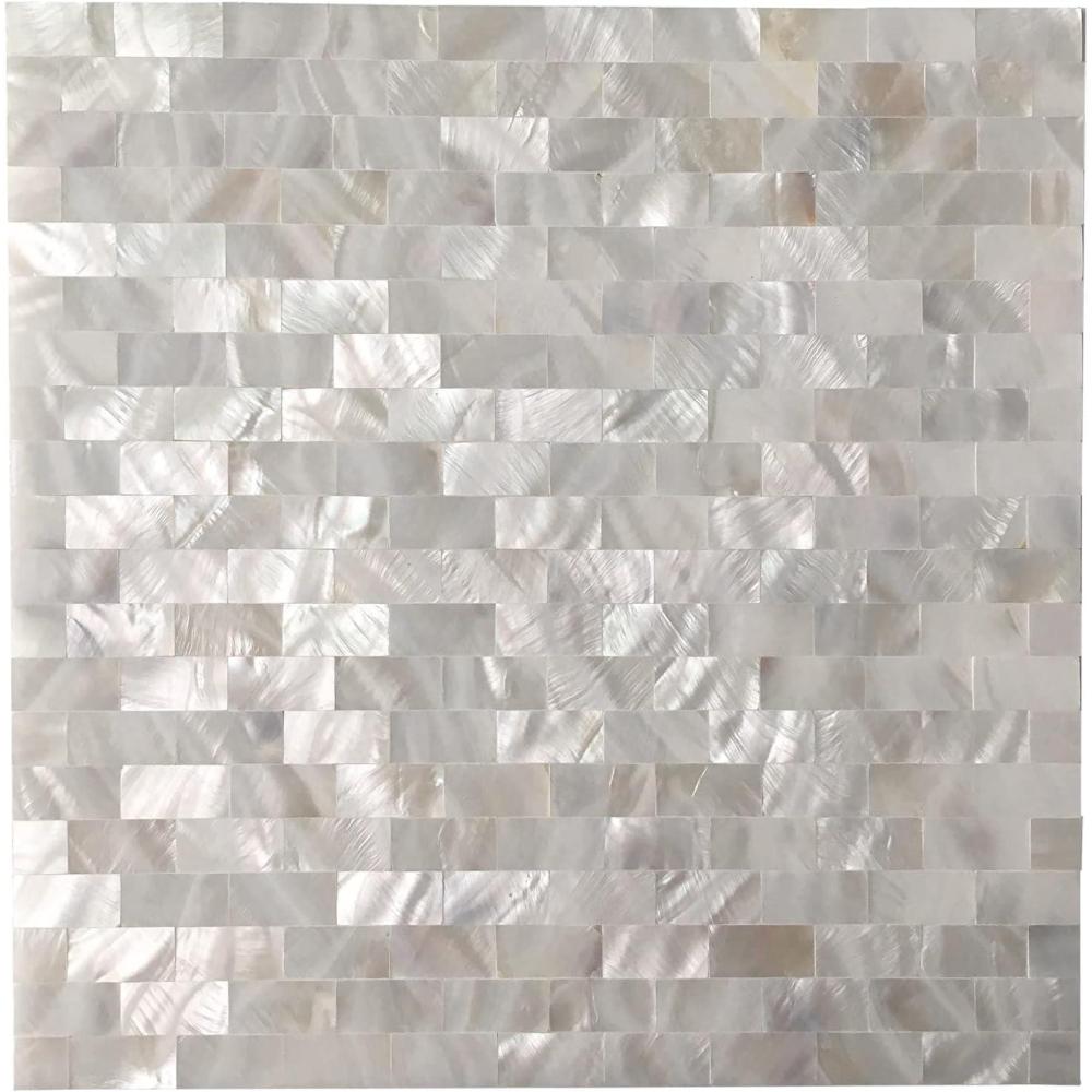 imageArt3d Mother of Pearl Shell Mini Square Seamless Mosaic Tile for Kitchen Backsplash White 12quot L X 12quot WMother of Pearl