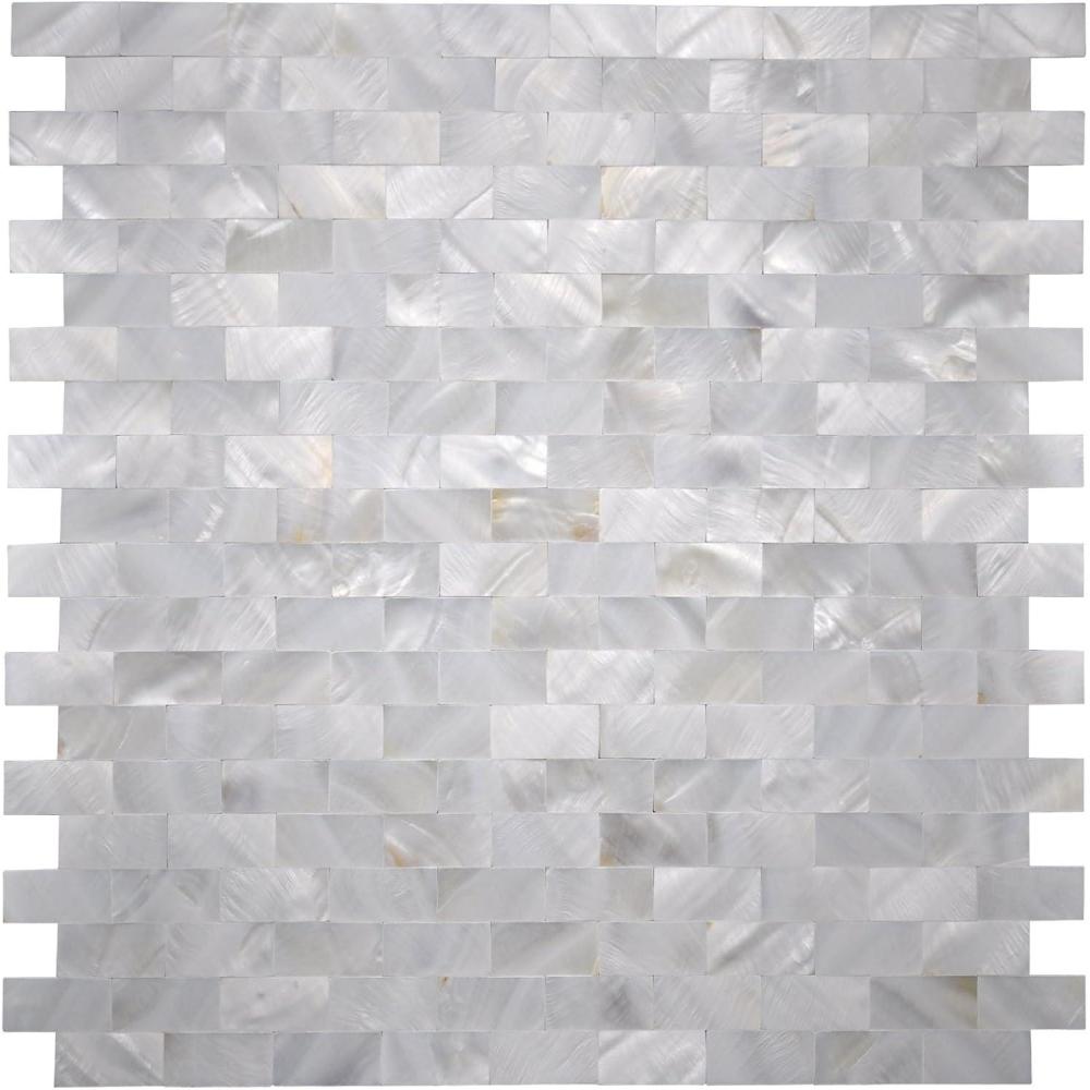 imageArt3d Mother of Pearl Shell Mini Square Seamless Mosaic Tile for Kitchen Backsplash White 12quot L X 12quot WSmoke Gray