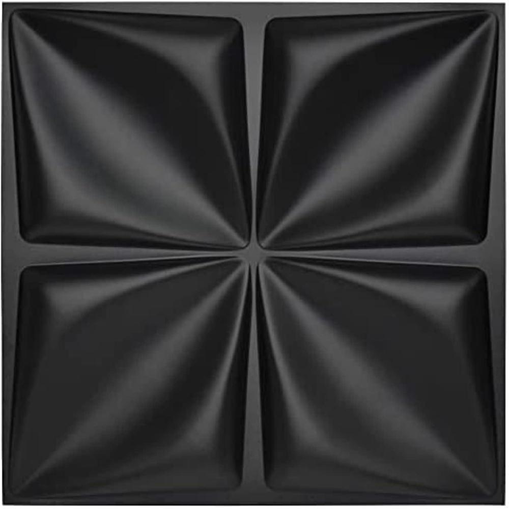 imageArt3d Navy Blue 3D Wall Panel PVC Flower Design Cover 3 Sq Meter for Interior Wall Decor in Living Room Bedroom Lobby Office Shopping MallBlack