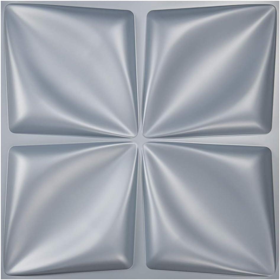 imageArt3d Navy Blue 3D Wall Panel PVC Flower Design Cover 3 Sq Meter for Interior Wall Decor in Living Room Bedroom Lobby Office Shopping MallGray
