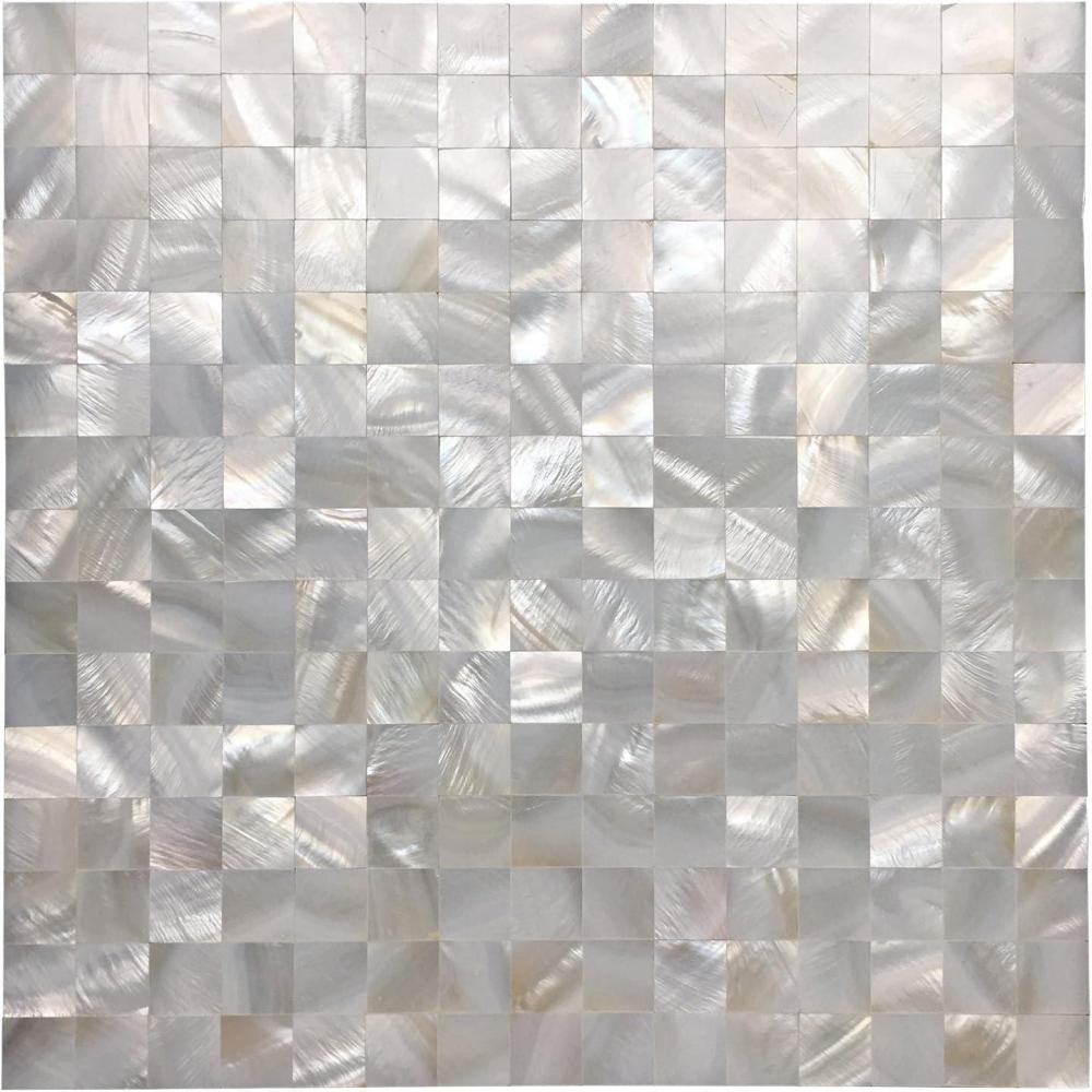 imageArt3d Peel and Stick Mother of Pearl Shell Mosaic Tile for Kitchen Backsplashes 12quot x 12quot White 6 Pack