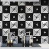 imageArt3d 10Sheet Peel and Stick Backsplash Metal Mosaic Tiles for Kitchen Wall Decor Stick on Aluminum Composite Tiles Stikers BlackampampSilver Windmill Puzzle Glass MixedBlackSilver