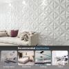 imageArt3d 20 Pack Decorative 3D Wall Panels 19 SqFeet PVC Interior Wall Dcor 118quotx118quot WhiteLucky Leaves White