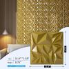 imageArt3d 33Pack 3D Wall Panels for Interior Wall Decor Modern Diamond Textured Accent Wall Paneling for Gaming Living Room TV Wall Background 12 x 12 inch White A10342Gold