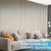 imageArt3d 8 Pack 96quot x 6quot WPC Slat Wall Panels 3D Fluted Panel for Interior Wall Decor TV Background Bedroom Living Room  OakElegant ChampagneWavy