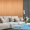 imageArt3d 8 Pack 96quot x 6quot WPC Slat Wall Panels 3D Fluted Panel for Interior Wall Decor TV Background Bedroom Living Room  OakSparkling GoldSquare