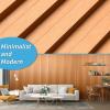 imageArt3d 8 Pack 96quot x 6quot WPC Slat Wall Panels 3D Fluted Panel for Interior Wall Decor TV Background Bedroom Living Room  OakSparkling GoldSquare