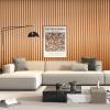 imageArt3d 8 Pack 96quot x 6quot WPC Slat Wall Panels 3D Fluted Panel for Interior Wall Decor TV Background Bedroom Living Room  OakSparkling GoldWavy