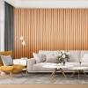 imageArt3d 8 Pack 96quot x 6quot WPC Slat Wall Panels 3D Fluted Panel for Interior Wall Decor TV Background Bedroom Living Room  OakSparkling GoldWavy