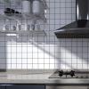 imageArt3d Kitchen Backsplashes Tile Peel and Stick in White Checker 1Sheet of 12x12inches Made of Aluminum PVC Composite Panel