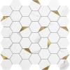 imageArt3d 10Sheet Peel and Stick Backsplash for Kitchen Dcor SelfAdhesive Tile Hexagon Mosaic TilesGold Studded