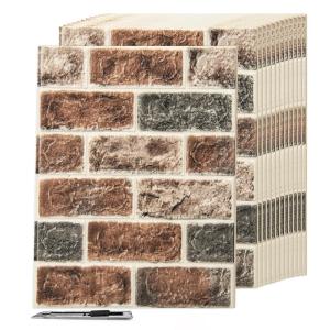 imageArt3d 105 Square Feet Pack Of 20 Wall Panel Brick BrownGray Brown