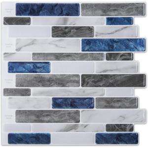 imageArt3d 10Sheet Peel and Stick Backsplash 12 in x 12in Blue Marble DesignBlue Marble
