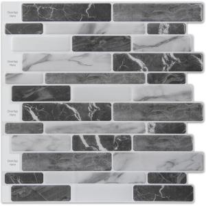 imageArt3d 10Sheet Peel and Stick Backsplash 12 in x 12in Blue Marble DesignDark Gray