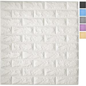 imageArt3d 11Pack Peel and Stick 3D Wall Panels for Interior Wall Decor White Brick Wallpaper Covers 64 SqFt