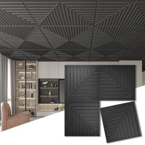 imageArt3d 12Pack Drop Ceiling Tiles 2x2 FT PVC 3D Textured Panels for Interior Wall Decor Living Room Bedroom Office 24x24 Inch WhiteBlack