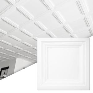 imageArt3d 12Pack Square Drop Ceiling Tile 2ft x 2ft in White PVC Ceiling Panel 24 x 24in  Compatible with 1516quot Drop Ceiling Grid SystemWhite