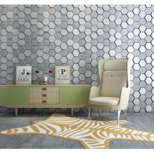 imageArt3d 20Piece Decorative 3D Wall Panels Faux Leather Tile Silk Silver Hexagon20Tile