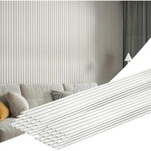 imageArt3d 8 Pack 96quot x 6quot WPC Slat Wall Panels 3D Fluted Panel for Interior Wall Decor TV Background Bedroom Living Room  OakOffWhiteSquare