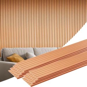 imageArt3d 8 Pack 96quot x 6quot WPC Slat Wall Panels 3D Fluted Panel for Interior Wall Decor TV Background Bedroom Living Room  OakSparkling GoldWavy