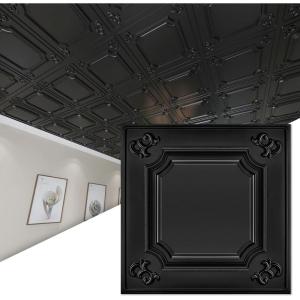 imageArt3d Drop Ceiling Tiles 24x24 in Bronze 12Pack 48 Sqft Wainscoting Panels Glue Up 2x2Black