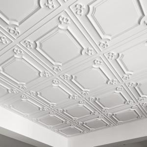 imageArt3d Drop Ceiling Tiles 24x24 in Bronze 12Pack 48 Sqft Wainscoting Panels Glue Up 2x2White