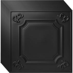 imageArt3d Drop Ceiling Tiles 24x2412Pack 48 SqftWainscoting Panels Glue Up 2x2 BlackBlack