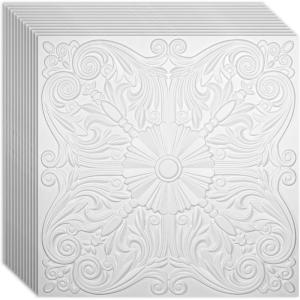 imageArt3d Drop Ceiling Tiles 24x2412Pack 48 SqftWainscoting Panels Glue Up 2x2 BlackOffWhite