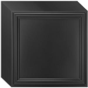 imageArt3d Drop Ceiling Tiles 24x2412Pack 48 SqftWainscoting Panels Glue Up 2x2 BlackSquare Black
