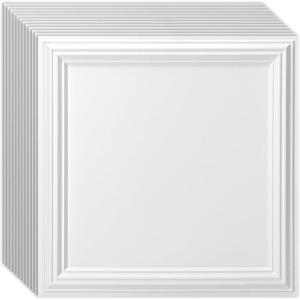 imageArt3d Drop Ceiling Tiles 24x2412Pack 48 SqftWainscoting Panels Glue Up 2x2 BlackSquare White