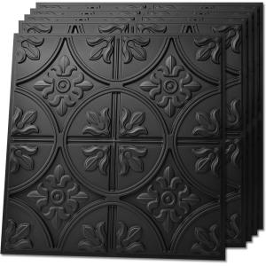 imageArt3d Drop Ceiling Tiles 24x2412Pack 48 SqftWainscoting Panels Glue Up 2x2 BlackStar Black