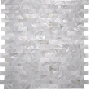 imageArt3d Mother of Pearl Shell Mini Square Seamless Mosaic Tile for Kitchen Backsplash White 12quot L X 12quot WSmoke Gray