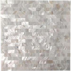 imageArt3d Mother of Pearl Shell Mini Square Seamless Mosaic Tile for Kitchen Backsplash White 12quot L X 12quot WWhiteStickon